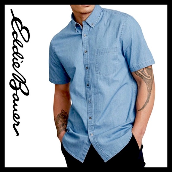 Eddie Bauer Other - Eddie Bauer Men's Heavyweight SS 100% Cotton Denim Shirt Size (M)